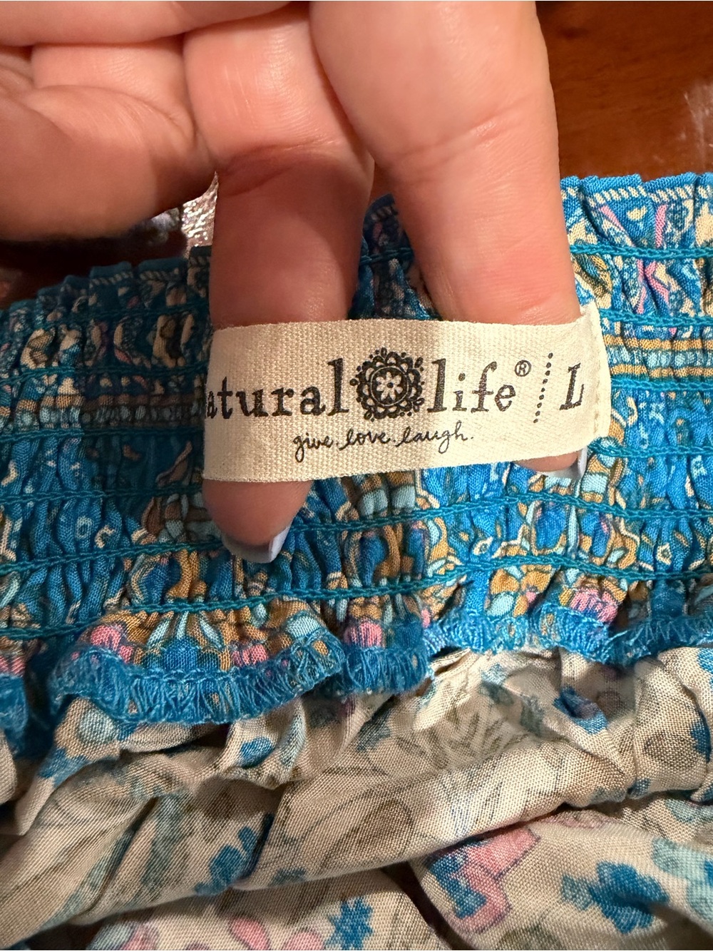 NATURAL LIFE Turquoise and Cream Floral Maxi Skirt - Picture 3 of 4